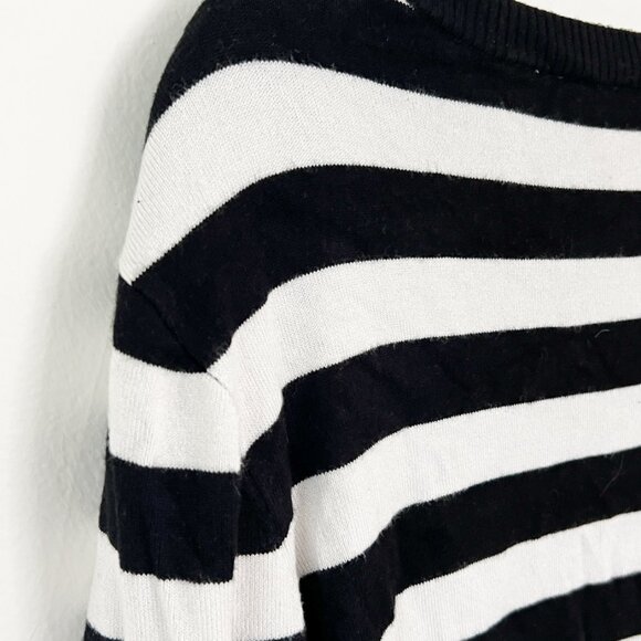 guess // eloise striped black and white embroidered triangle sweater M - Picture 7 of 8